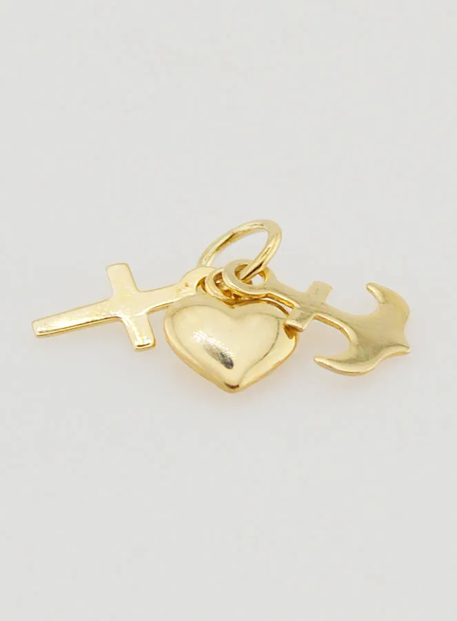 Hanger 9 Karaats Goud Anker Hart en Kruis - 10mm (pic 2)