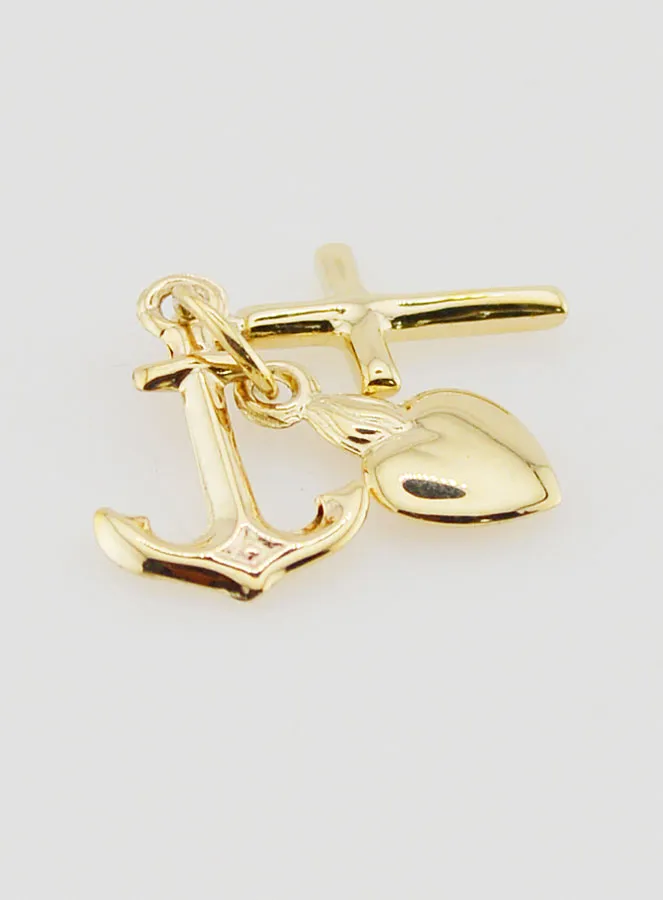 Gouden Hanger Anker Hart en Kruis 15mm (pic 3)