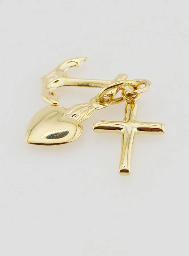 Gouden Hanger Anker Hart en Kruis 15mm (pic 4)