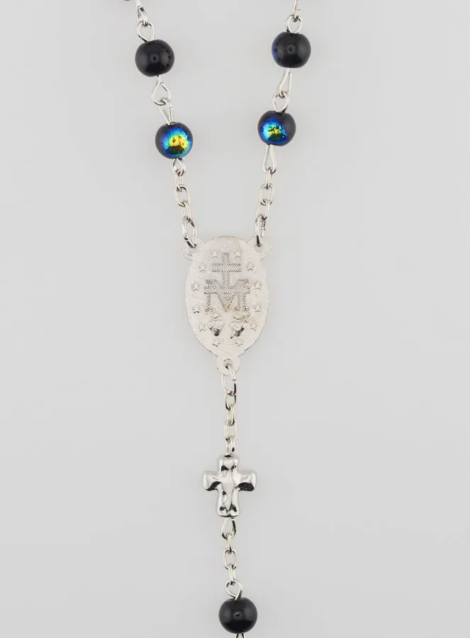 Rozenkrans Wonderdadige Medaille en Chroom Kralen - Zwart (pic 4)