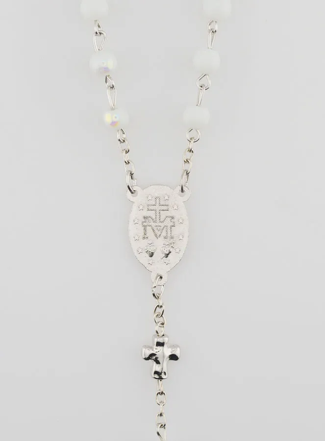 Rozenkrans Wonderdadige Medaille en Chroom Kralen - Wit (pic 4)