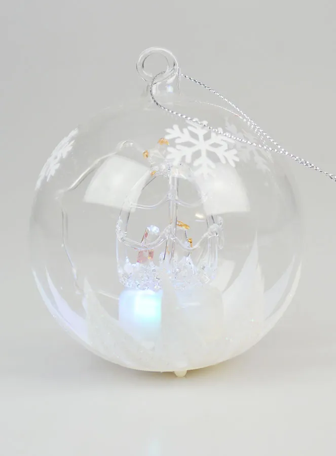 Verlichte Kerstbal van Glas 10cm - Kerststal (pic 4)