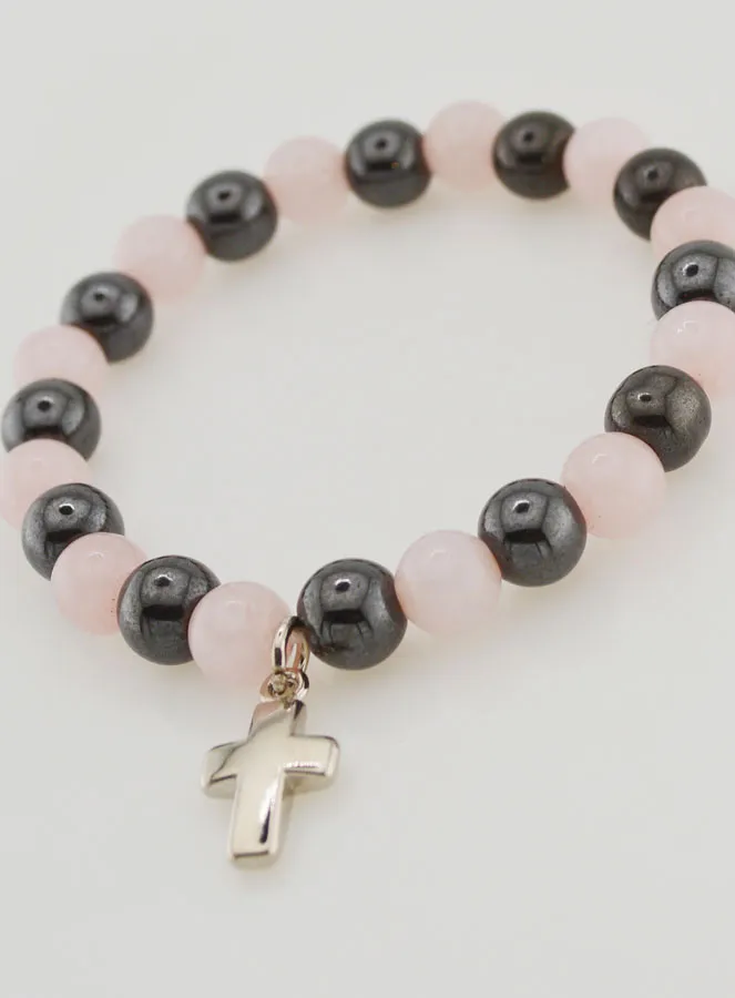 Edelsteen Armband - Rozenkwarts en Hematiet (pic 4)