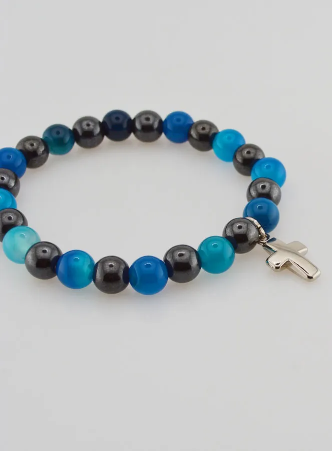 Edelsteen Armband - Blauwe Agaat en Hematiet 8mm (pic 4)