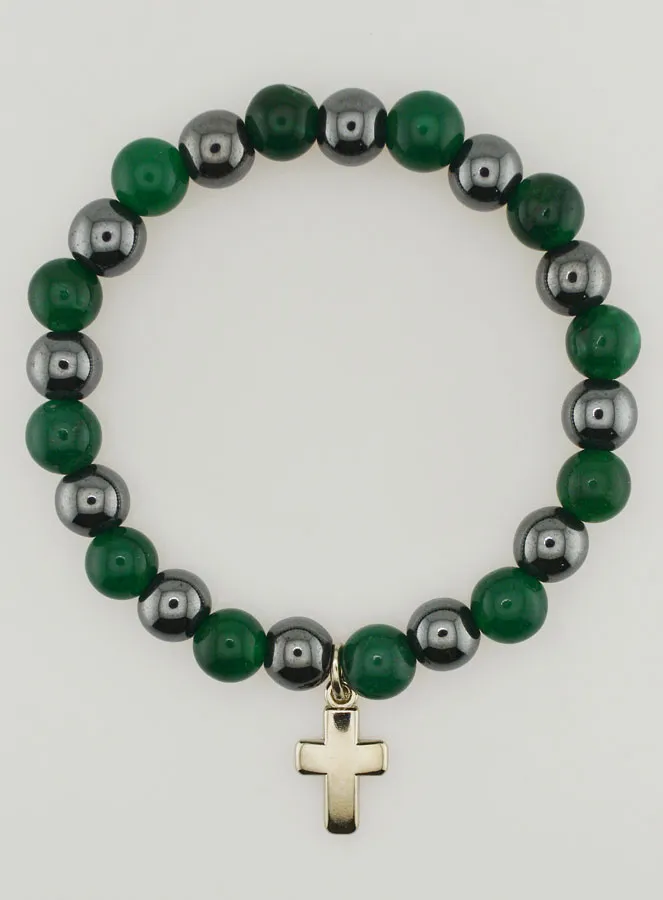 Edelsteen Armband - Groene Agaat en Hematiet 8mm (pic 1)