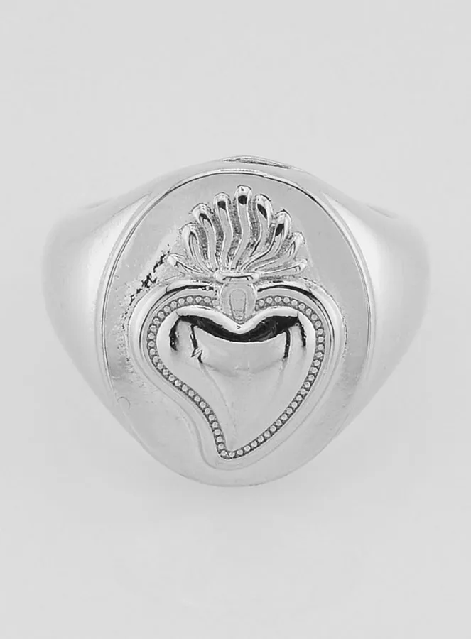 Verstelbare Ex Voto Zegelring van Zilverkleurig Messing (pic 1)