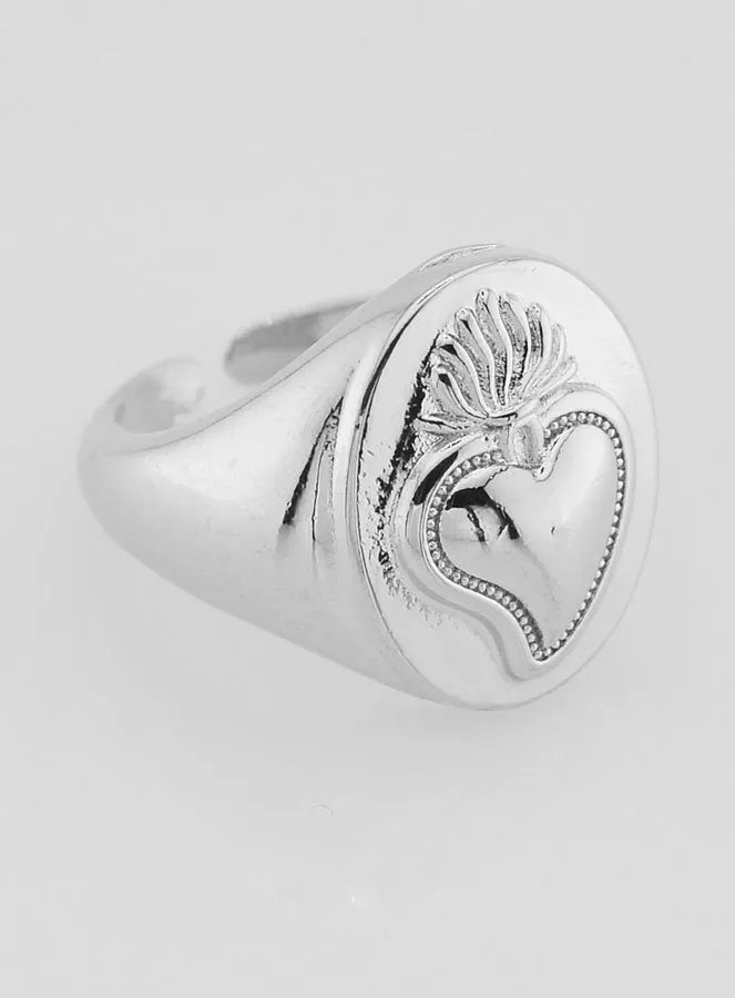 Verstelbare Ex Voto Zegelring van Zilverkleurig Messing (pic 2)