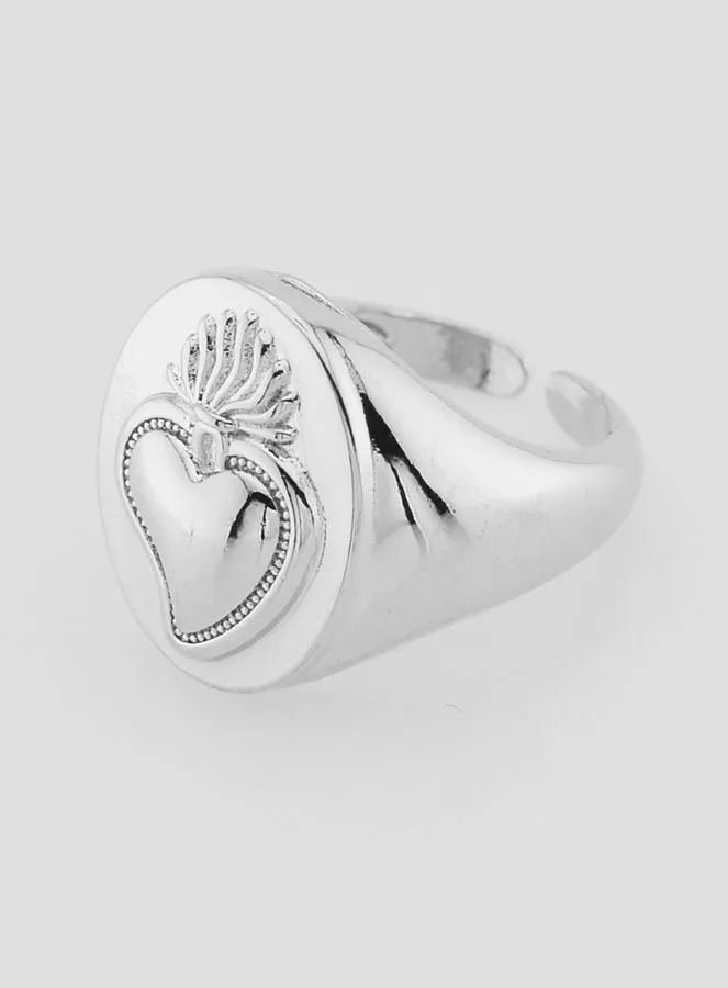 Verstelbare Ex Voto Zegelring van Zilverkleurig Messing (pic 3)