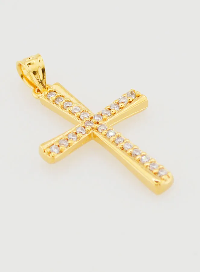 Vergulde Kruishanger met Zirkonia - 20mm (pic 3)