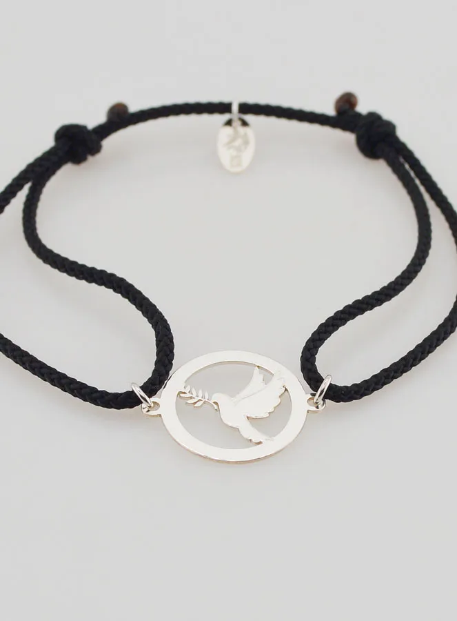 Armband Zilver en Zwart Koord - Heilige Geest (pic 2)