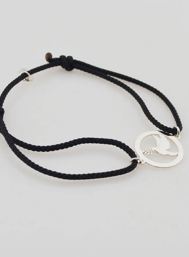 Armband Zilver en Zwart Koord - Heilige Geest (pic 3)