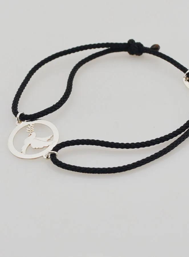 Armband Zilver en Zwart Koord - Heilige Geest (pic 4)