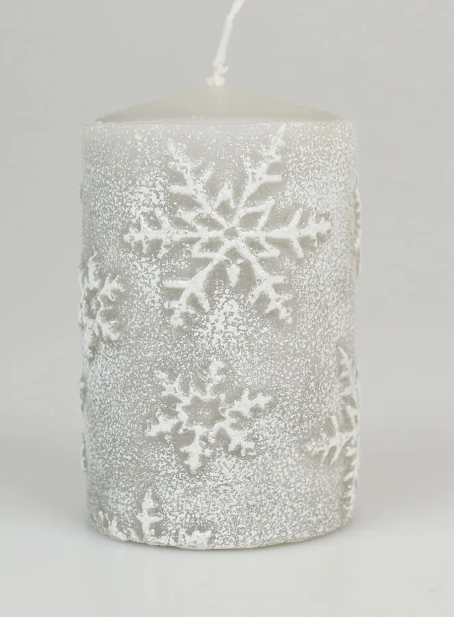 Decoratieve Kaars Sneeuw Kristallen - Zilver (pic 1)