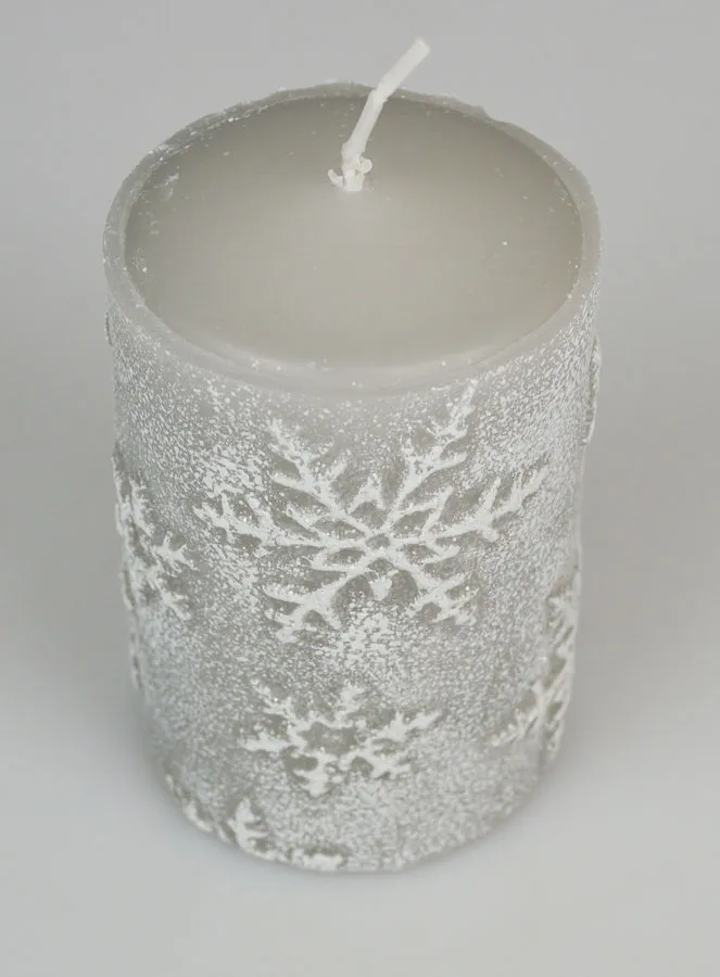 Decoratieve Kaars Sneeuw Kristallen - Zilver (pic 2)
