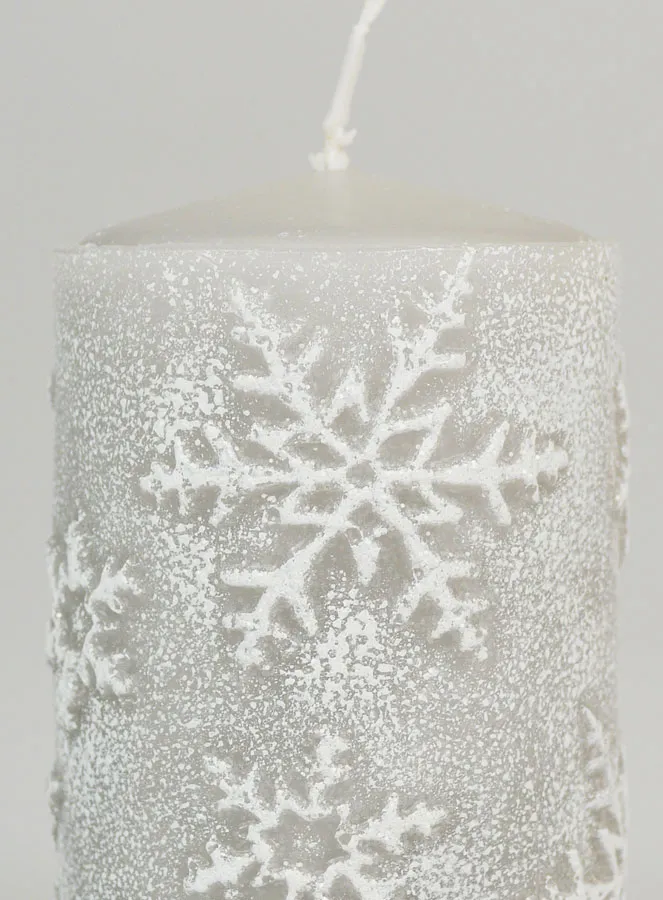 Decoratieve Kaars Sneeuw Kristallen - Zilver (pic 3)