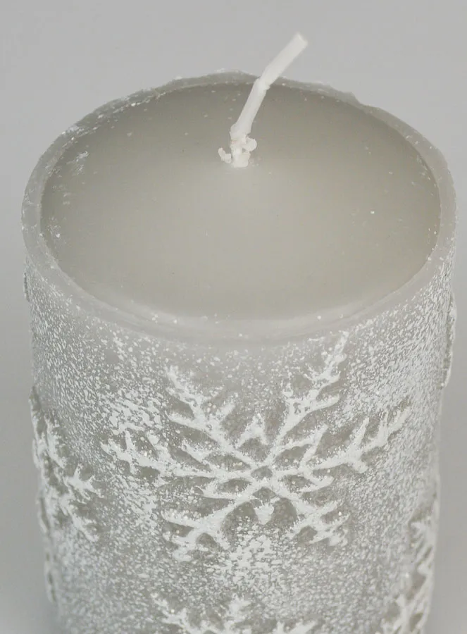 Decoratieve Kaars Sneeuw Kristallen - Zilver (pic 4)