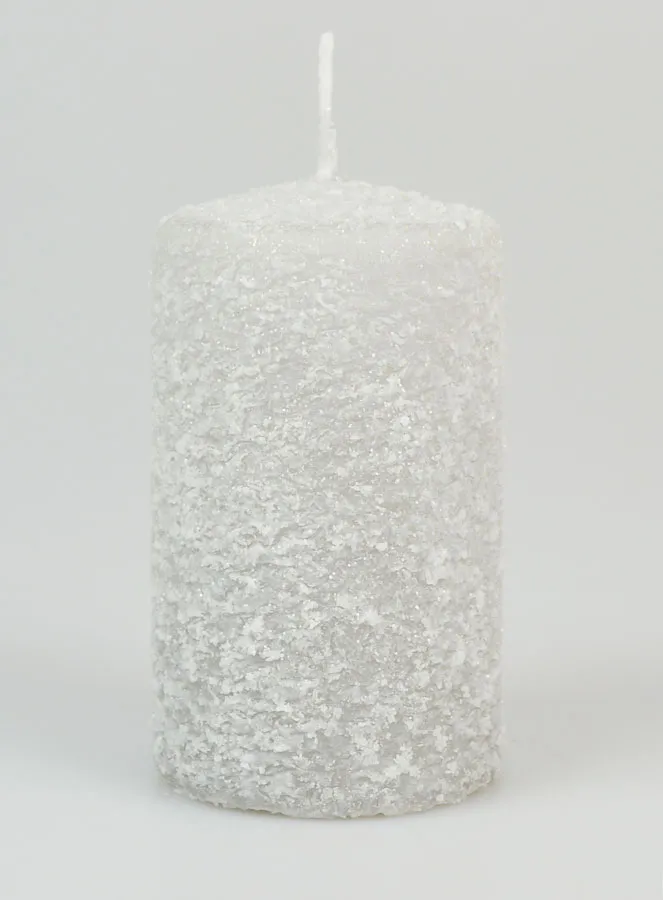 Kerstkaars met Vorst-effect 10cm - Zilver (pic 1)