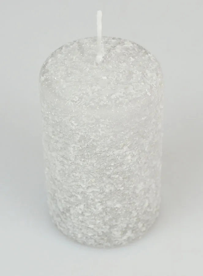 Kerstkaars met Vorst-effect 10cm - Zilver (pic 2)