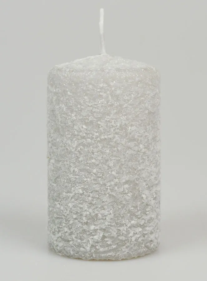 Decoratieve Kaars met Sneeuw Effect 10cm - Zilver (pic 1)