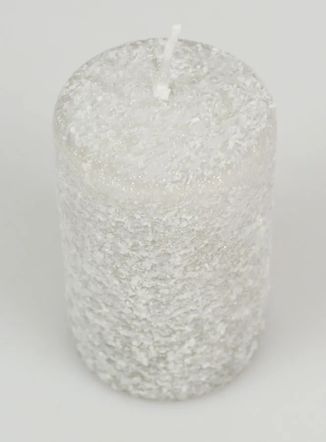 Decoratieve Kaars met Sneeuw Effect 10cm - Zilver (pic 2)
