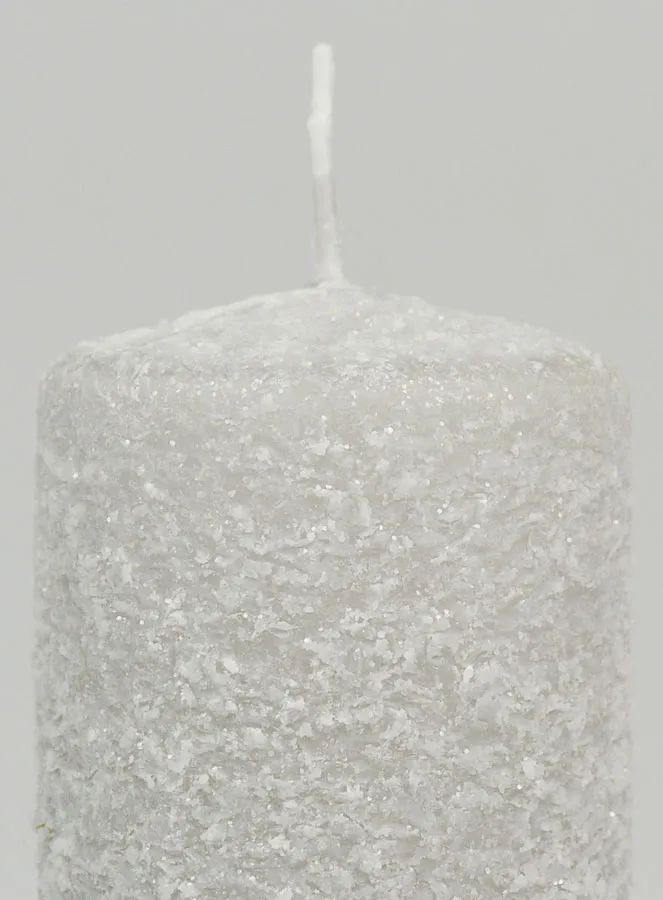 Decoratieve Kaars met Sneeuw Effect 10cm - Zilver (pic 3)