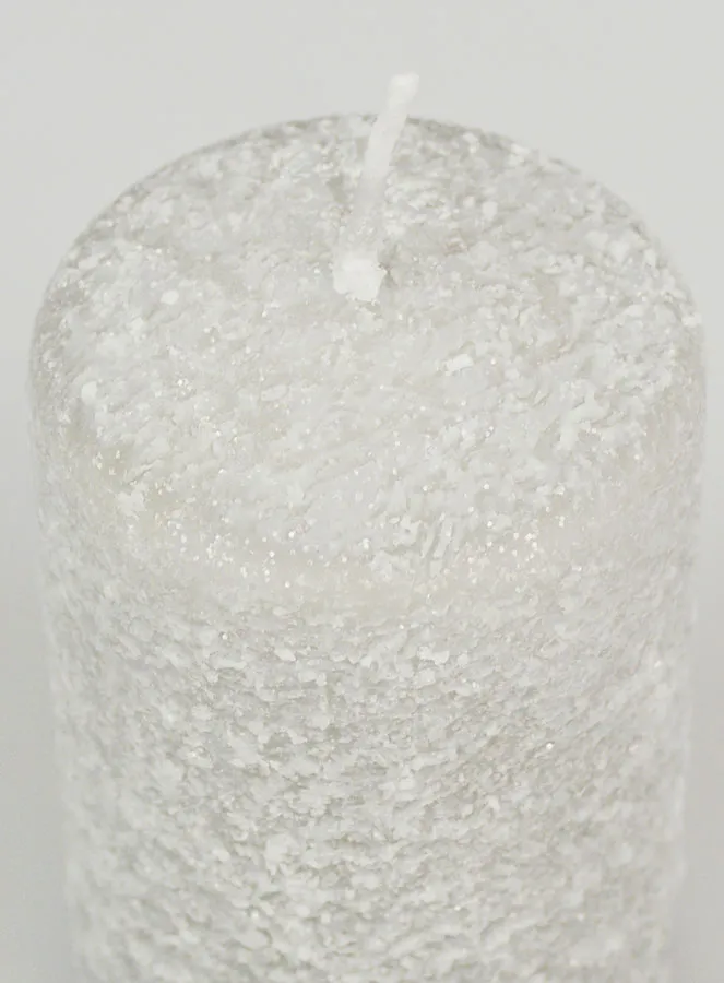 Decoratieve Kaars met Sneeuw Effect 10cm - Zilver (pic 4)