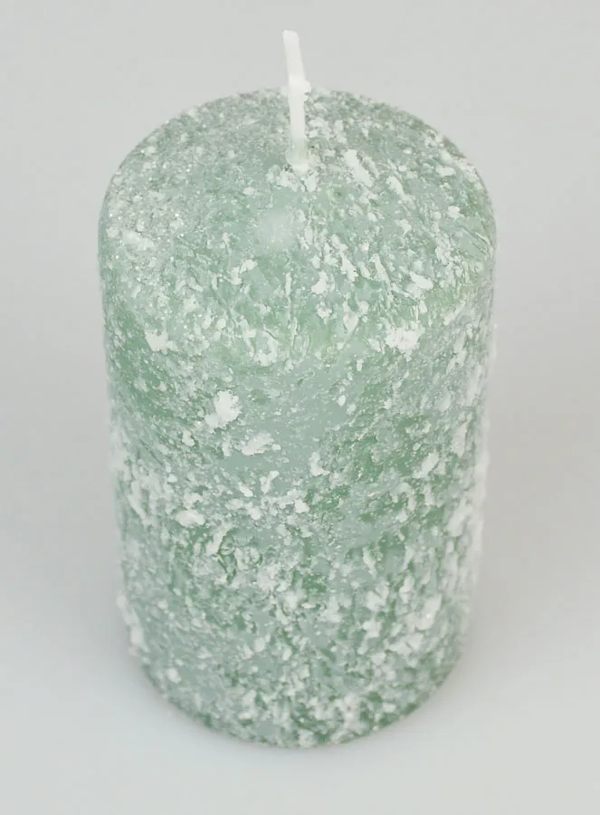 Decoratieve Kaars met Sneeuw Effect 10cm - Denneboom Groen (pic 2)