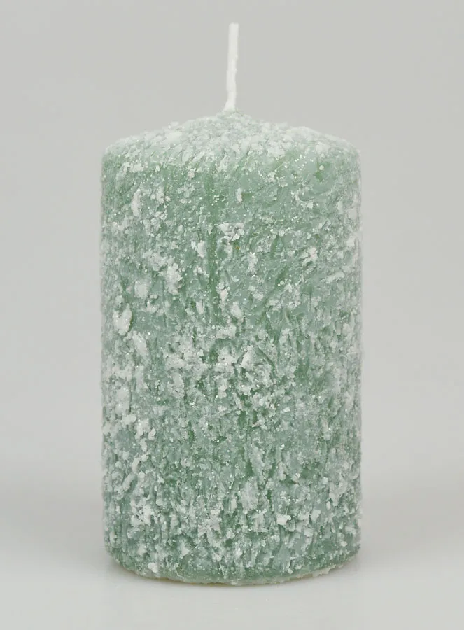 Kerstkaars met Vorst-effect 10cm - Dennenboom Groen (pic 1)