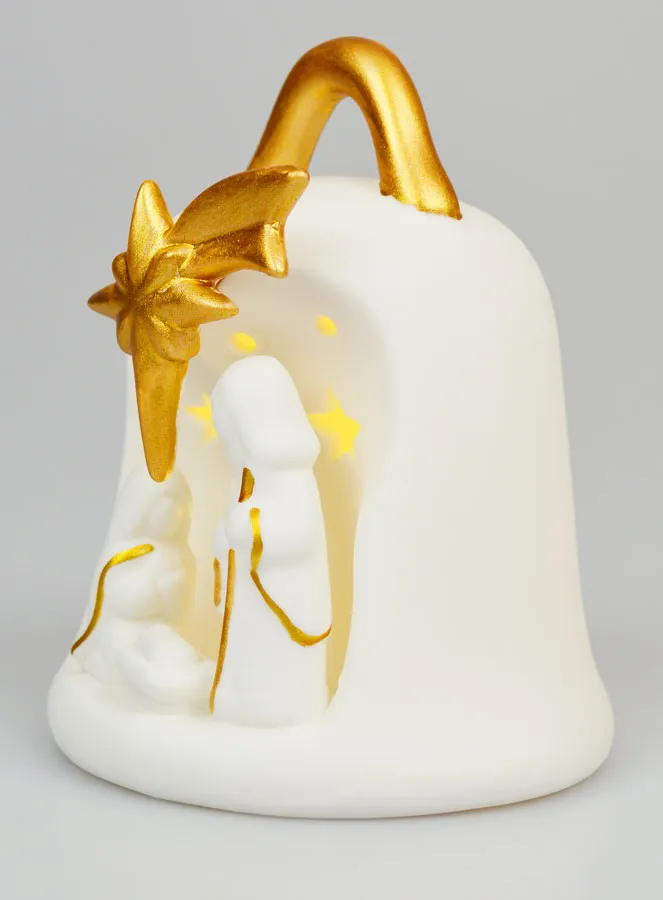 Kerststal Beeld Verlichte Bel - 14cm (pic 2)