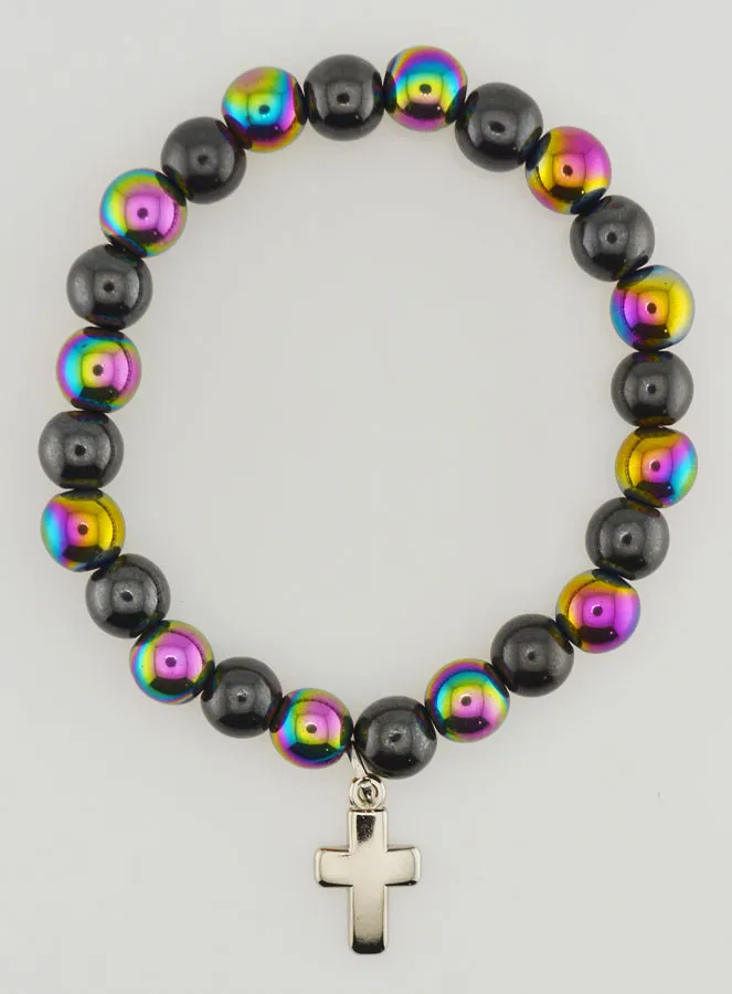 Armband met Kruis - Hematiet en Titaniumkwarts (pic 1)