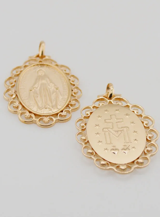 Grote Wonderdadige Medaille met Opengewerkt Kant - Verguld (pic 2)