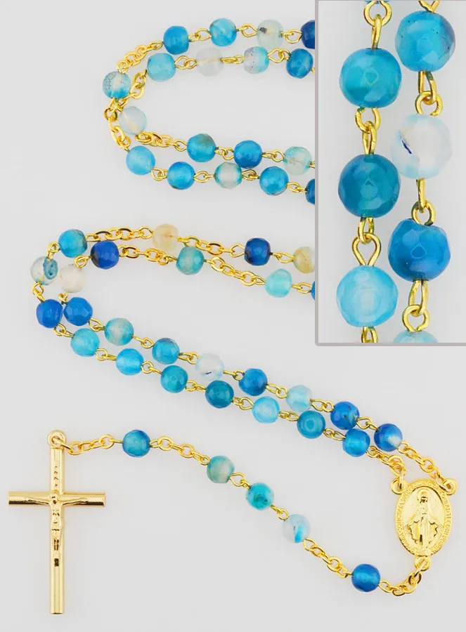 Rozenkrans Wonderdadige Medaille van Agaat - Goudkleurige Ketting (pic 1)