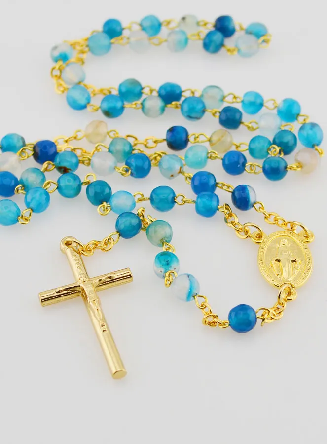 Rozenkrans Wonderdadige Medaille van Agaat - Goudkleurige Ketting (pic 2)