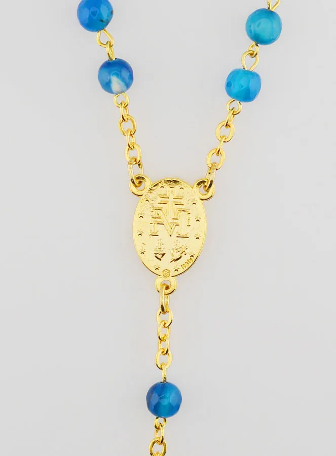 Rozenkrans Wonderdadige Medaille van Agaat - Goudkleurige Ketting (pic 4)