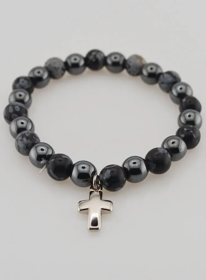 Edelsteen Armband - Sneeuw-Obsidiaan en Hematiet (pic 2)