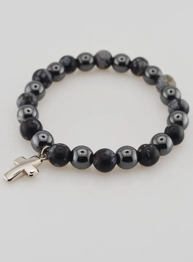 Edelsteen Armband - Sneeuw-Obsidiaan en Hematiet (pic 3)