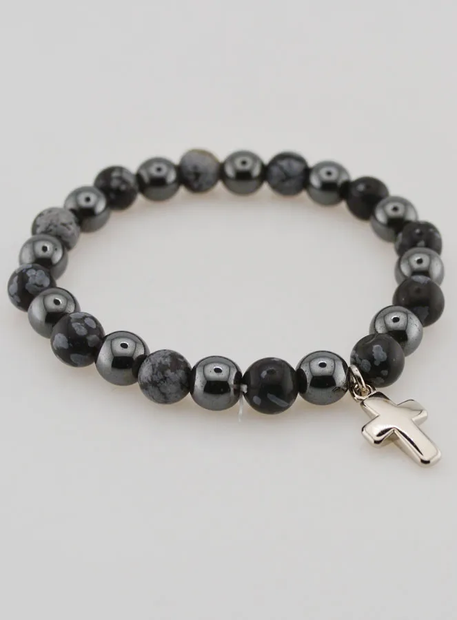 Edelsteen Armband - Sneeuw-Obsidiaan en Hematiet (pic 4)