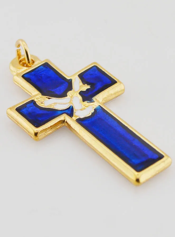 Hanger Kruis Metaal en Blauw Emaille (pic 3)