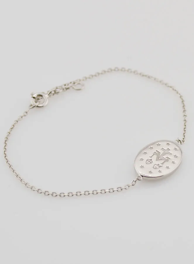 Armband met Wonderdadige Medaille - Zilver en Blauw Emaille (pic 4)