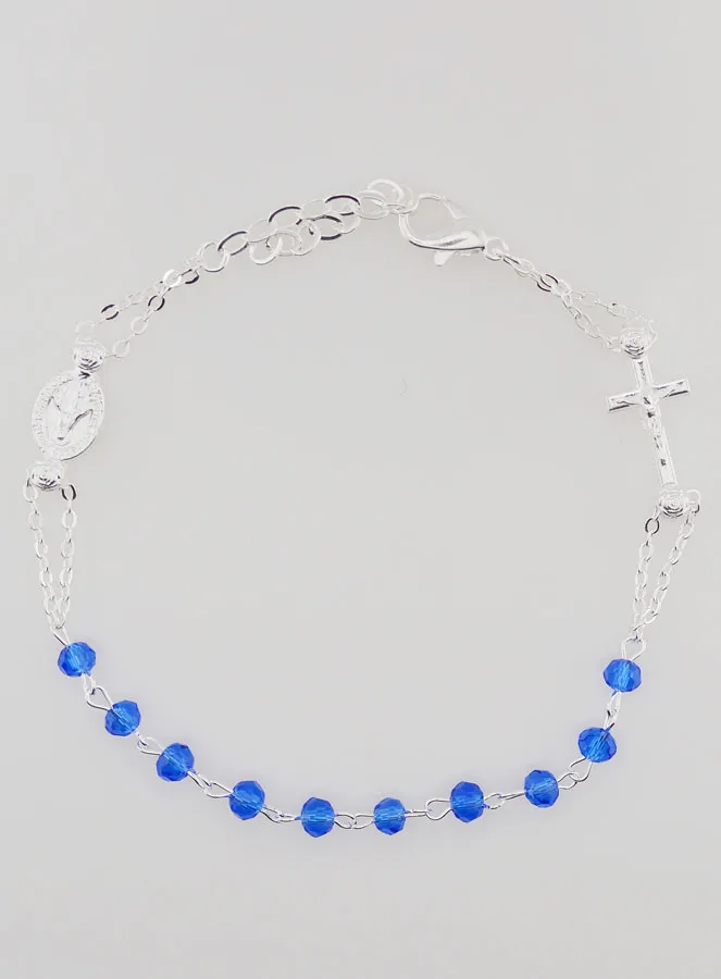 Armband Tientje Wonderdadige Medaille en Kruis - Blauw (pic 1)