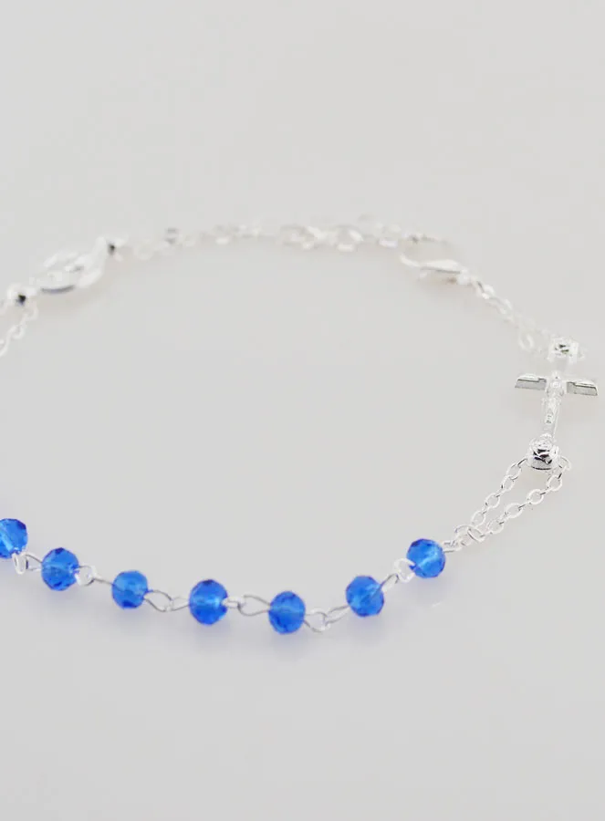 Armband Tientje Wonderdadige Medaille en Kruis - Blauw (pic 3)