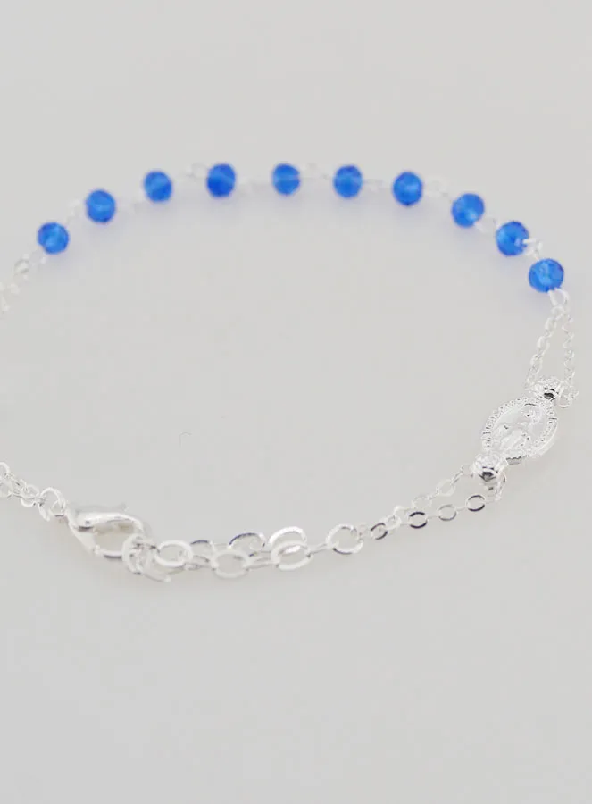 Armband Tientje Wonderdadige Medaille en Kruis - Blauw (pic 4)