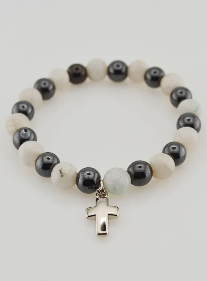 Edelsteen Armband - Hematiet en Maansteen (pic 2)