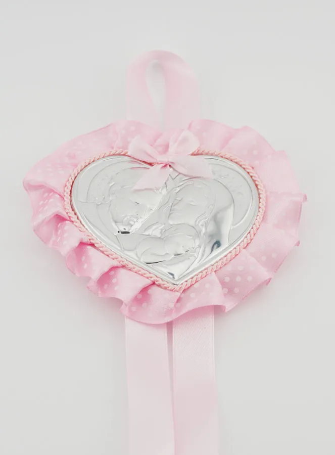 Doopcadeau - Medaillon voor Babywieg Hart Heilige Familie (pic 2)