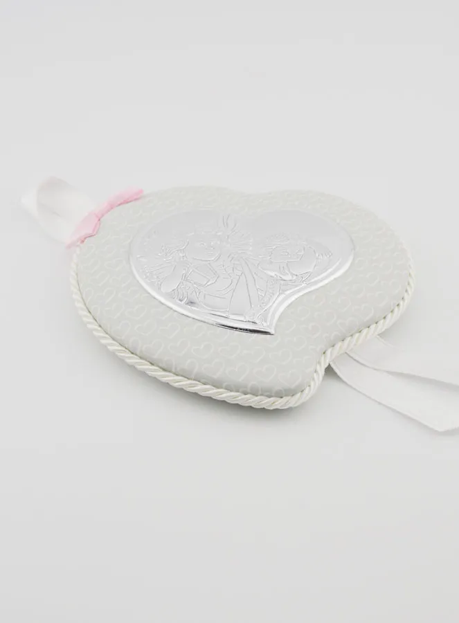 Doopcadeau Meisje - Lederen Wieg-Medaillon -  Engel met Lantaarn (pic 2)