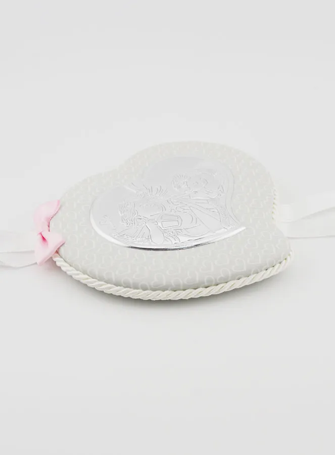 Doopcadeau Meisje - Lederen Wieg-Medaillon -  Engel met Lantaarn (pic 3)