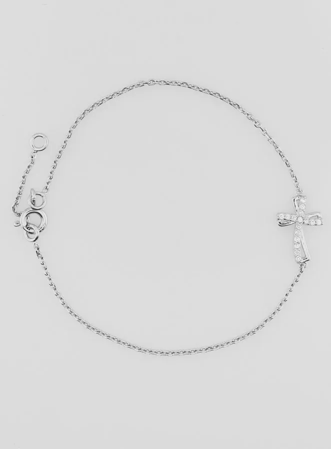 Religieuze Armband Zilver en Kruis met Strass (pic 1)