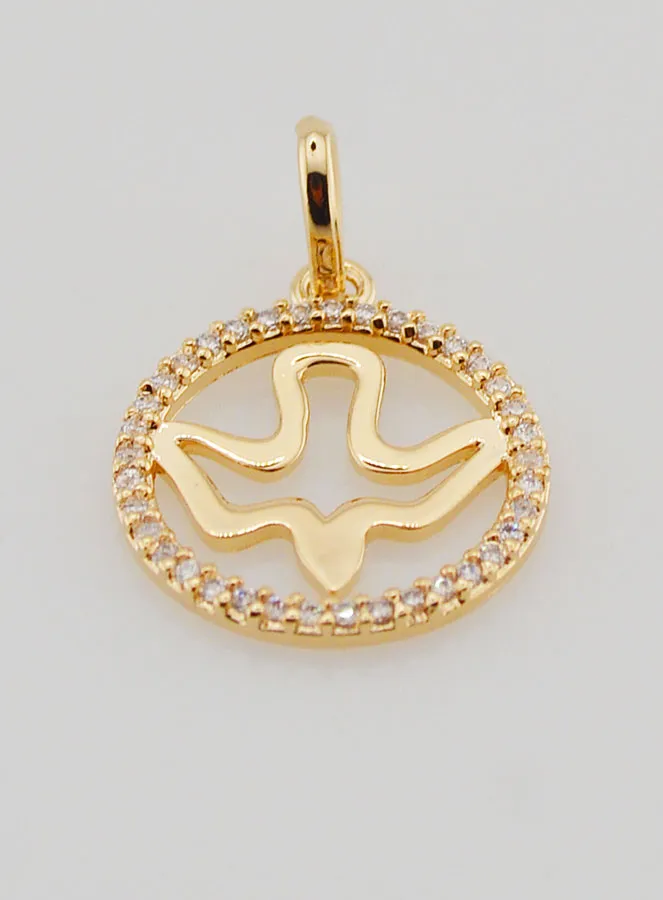 Vergulde Heilige Geest Hanger Opengewerkt - 15mm (pic 2)