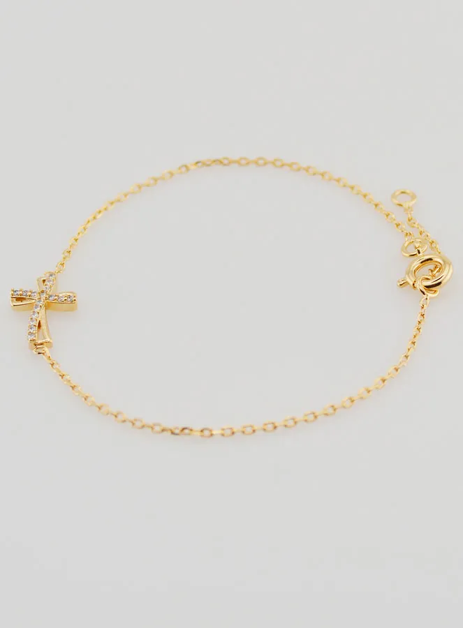 Religieuze Armband Verguld met Strass Kruisje (pic 2)