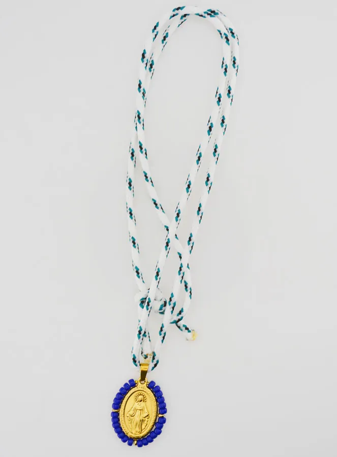 Wonderdadige Medaille Blauwe Kralen en Koord (pic 3)